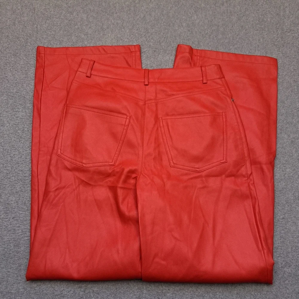 Urban Outfitters PU Faux Leather Wide Leg Pants Women's 26‎ Red High Rise